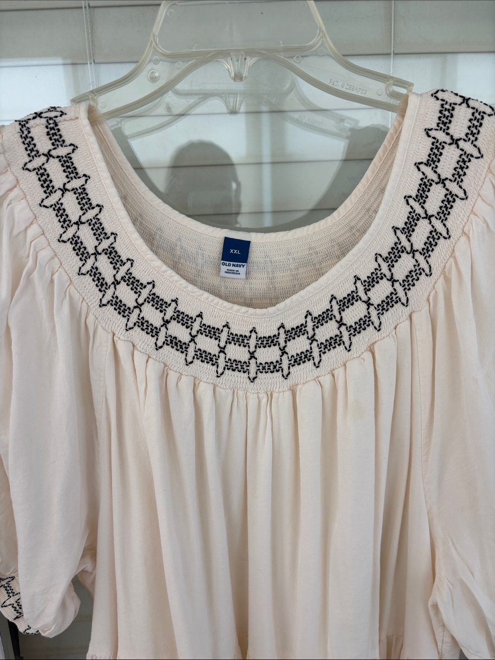 Old Navy Cream Embroidered Tiered Midi Dress cotton - Picture 3 of 6